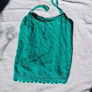 Lace and embroidered spaghetti shirt